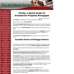 Investment Property Mortgages in Canada