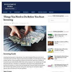 Investment Guide- Things You Need To Do Before Start Investing