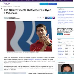 The 10 Investments That Made Paul Ryan a Millionaire