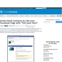 Invite Email Contacts to Like your Facebook Page with “Tell your Fans”