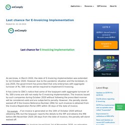 Last chance for E-Invoicing Implementation