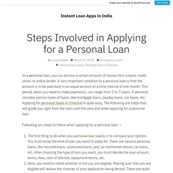 Steps Involved in Applying for a Personal Loan