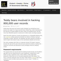 Teddy bears involved in hacking 800,000 user records – IT Governance USA Blog