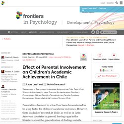 Effect of Parental Involvement on Children’s Academic Achievement in Chile