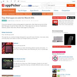 Top iPad apps on sale for March 16th