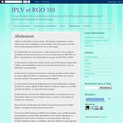IPLV et RGO 101: Allaitement