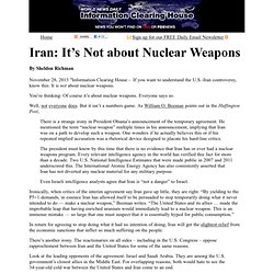 Iran: It’s Not about Nuclear Weapons