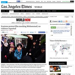 Iranians protest film mocking Muhammad; no violence reported