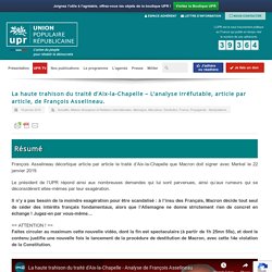 La haute trahison du traité d'Aix-la-Chapelle - L'analyse irréfutable, article par article, de François Asselineau.