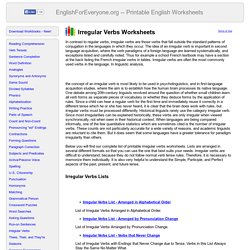 Irregular Verbs Worksheets