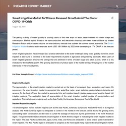 Smart Irrigation Market To Witness Renewed Growth Amid The Global COVID-19 Crisis
