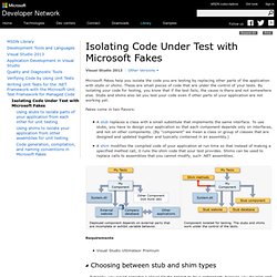 Isolating Code under Test with Microsoft Fakes