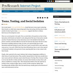 Teens, Texting, and Social Isolation