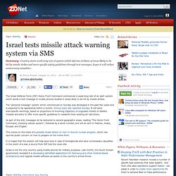 Israel tests missile attack warning system via SMS