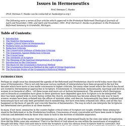 Issues in Hermeneutics