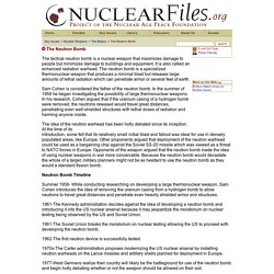 Key Issues: Nuclear Weapons: The Basics: The Neutron Bomb