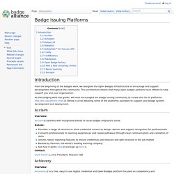 Badge Issuing Platforms - Badge Alliance