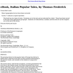Italian Popular Tales, by Thomas Frederick Crane