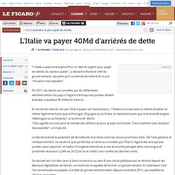 L'Italie va payer 40Md d'arriérés de dette
