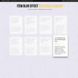 Item Blur Effect with CSS3 and jQuery