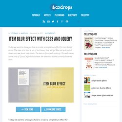 Item Blur Effect with CSS3 and jQuery