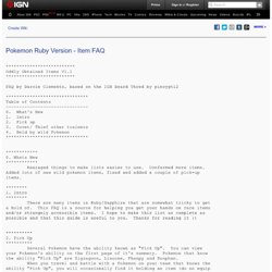 Pokemon Ruby Version Item FAQ