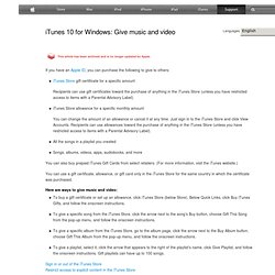 iTunes for Windows: Gift music and video