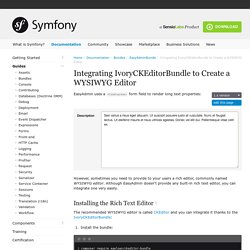 Integrating IvoryCKEditorBundle to Create a WYSIWYG Editor (EasyAdmin Bundle documentation)