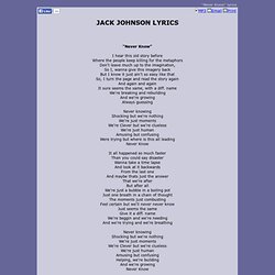 JACK JOHNSON LYRICS - Never Know