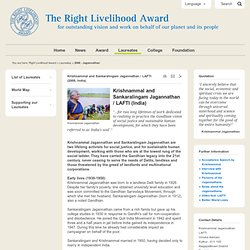 Krishnanmal & Sankaralingam Jagannathan (Right Livelihood Award)
