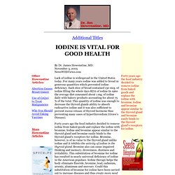 Iodine is Vital For Good Health