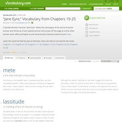 "Jane Eyre," Vocabulary from Chapters 19-25 - Vocabulary List