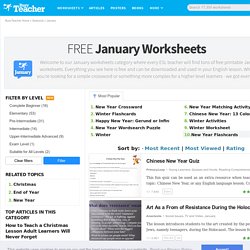 66 FREE January Worksheets for Your ESL Classes