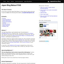 Japan Blog Matsuri FAQ - Japanalicious Blog