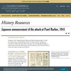 Japanese announcement of the attack at Pearl Harbor, 1941 (with translation)