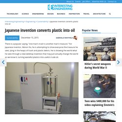 Japanese invention converts plastic into oil