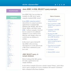 Java JDBC: A SQL SELECT query example