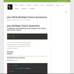 Java MCQ (Multiple Choice Questions)