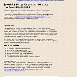 javAPRSFilter Users Guide Ver 3.1 by Roger Bille