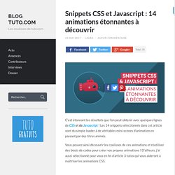 Snippets CSS et Javascript : 14 animations étonnantes à découvrir