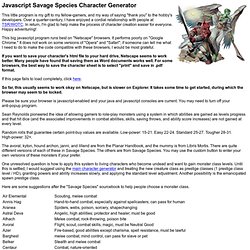 Javascript Savage Species Character Generator