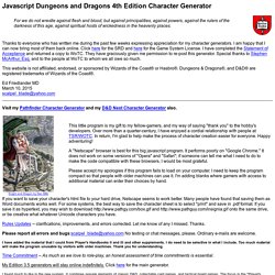 Javascript Dungeons and Dragons 4th Edition Character Generator