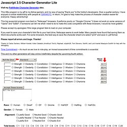 Javascript 3.5 Character Generator Lite