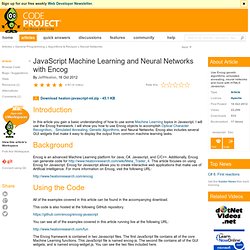 JavaScript Machine Learning and Neural Networks with Encog