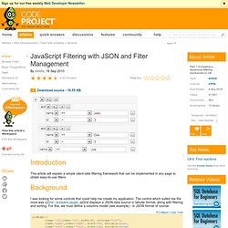 JavaScript Filtering with JSON and Filter Management