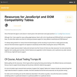 Resources for JavaScript and DOM Compatibility Tables
