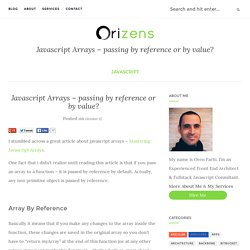 Javascript Arrays – passing by reference or by value? – Oren Farhi – Thoughts On Javascript and Development