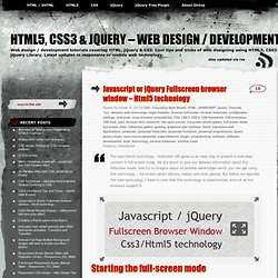 Javascript or jQuery Fullscreen browser window – Html5 technology