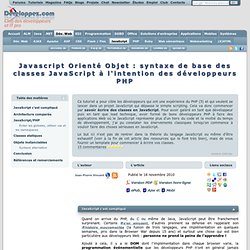 Javascript Orienté Objet : syntaxe de base des classes JavaScript à l'intention des développeurs PHP