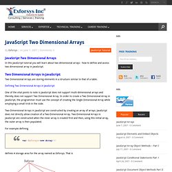 JavaScript Two Dimensional Arrays